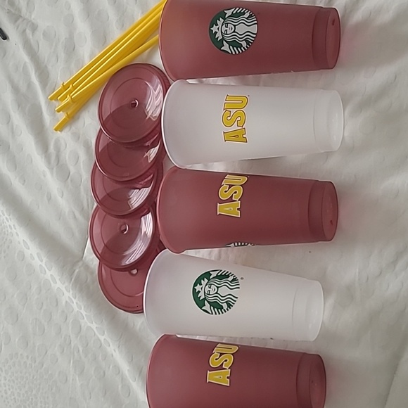 NWT ASU Starbucks Campus Collection Cold Cups set (5 cups, 5 lids, 5 str… - Picture 2 of 5